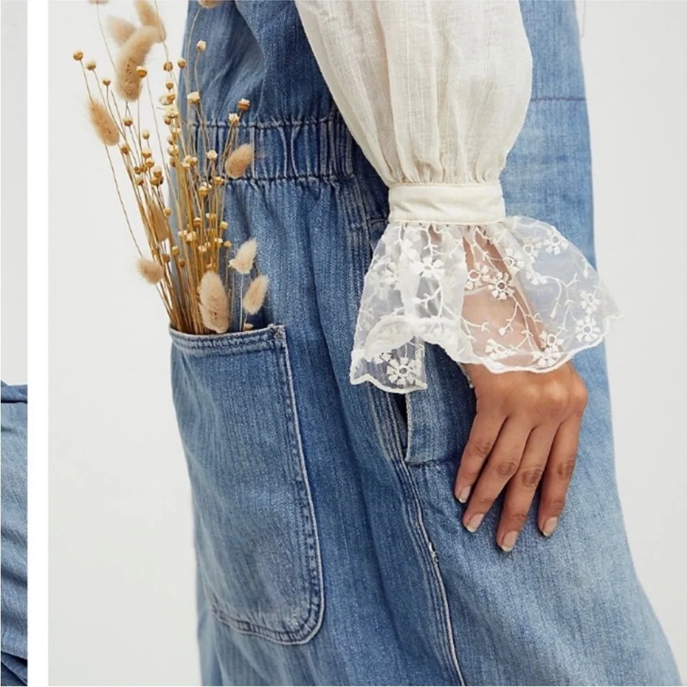 Free People Hunter Denim Overall in Century Blue
